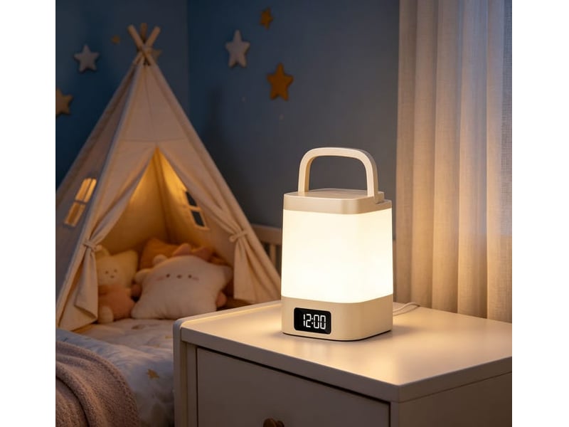 Lampe led portable avec veilleuse et affichage de l'heure – rechargeable, tactile  - Conforama D