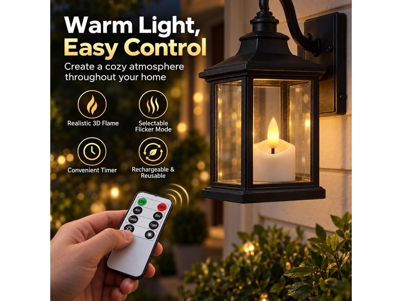  10 bougies chauffe-plat led rechargeables, sans flamme, télécommande et minuterie, base de recharge usb-c, blanc  - Conforama D