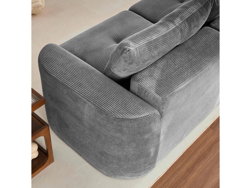  Canapé modulable 3 places 2+1 en velours côtelé gris anthracite, 279 x 100 x 84 cm Fay Lum - Conforama D