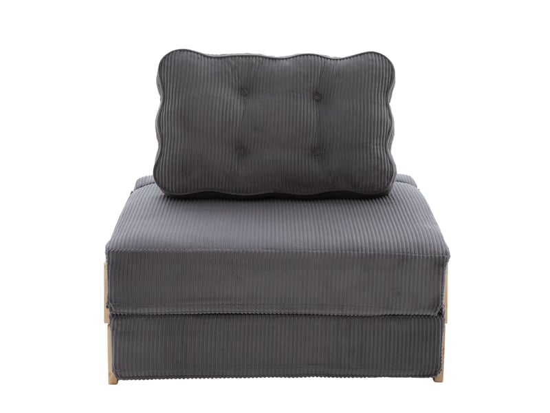  Fauteuil-lit convertible 1 place en velours côtelé gris foncé, 90 x 170 cm  - Conforama A