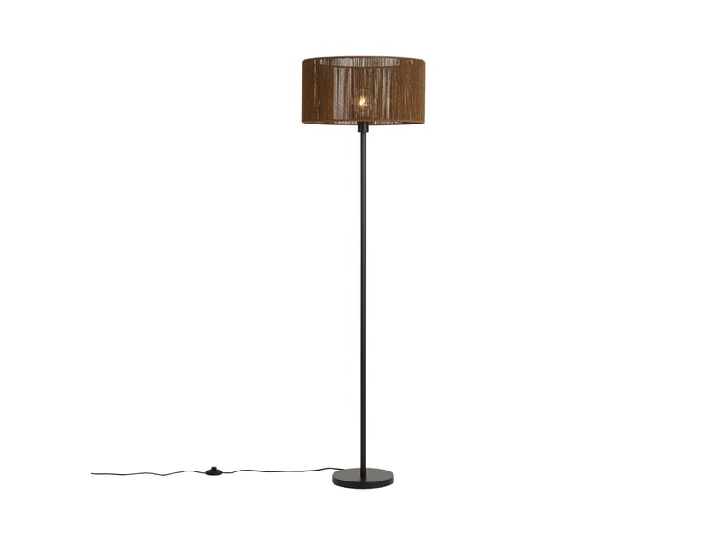  Lampadaire noir avec abat-jour en corde de papier marron 505025 - simplo  - Conforama A