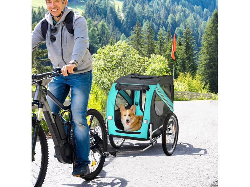  Remorque vélo pour enfent 130x73x90 cm – vert – pliante avec roues 20 pouces et protection pluie  - Conforama B