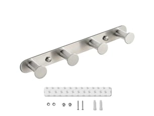 Patères murales, crochets à serviettes robustes en acier inoxydable, de porte auto-adhésifs, à visser, cintres de de 26 cm, gris - ysk0001780ly
