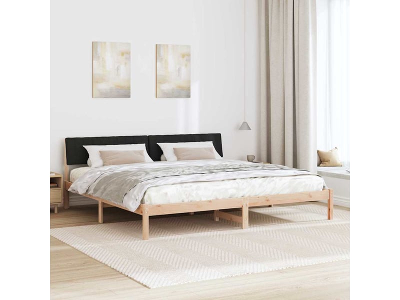  Lit double- lit adulte -  cadre de lit marron et noir 200 x 200 cm bois massif en pin  - Conforama C