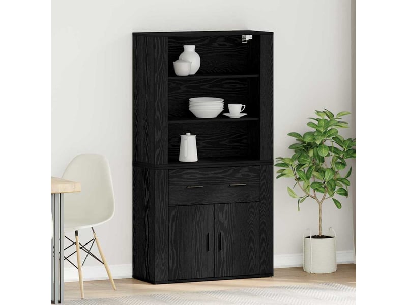 Buffet - haut armoire chêne noir 80 x 33 x 150 cm bois d'ingénierie - Conforama B