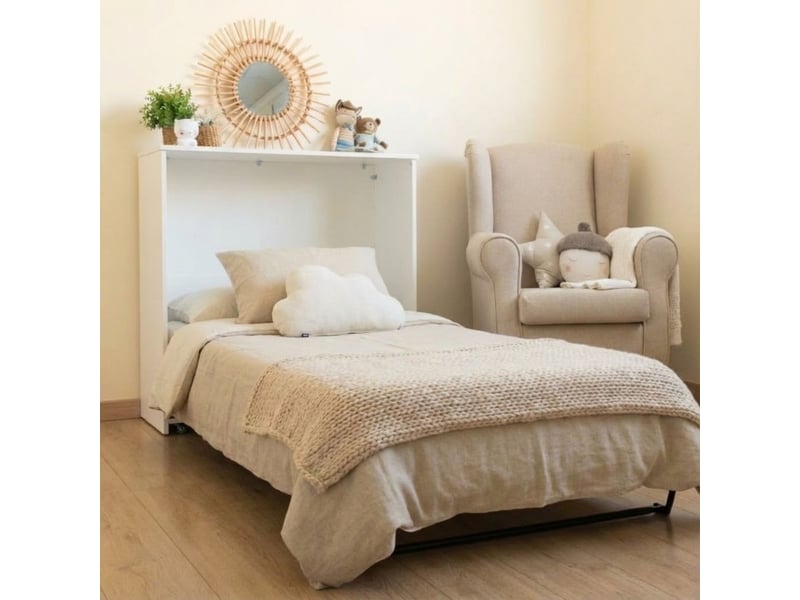  Lit pliable avec matelas mélamine blanc 106x99.2x40.2cm  - Conforama B