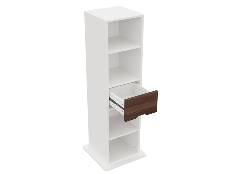 Armoire miroir modèle rotatif 45x45x168 cm, blanc, étagères ouvertes, tiroir, rangement pratique - Conforama E