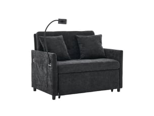 Canapé convertible 1 place 109.00×72.00×83.50 cm en tissu polyester avec usb et support pour tablette noir chicfurn