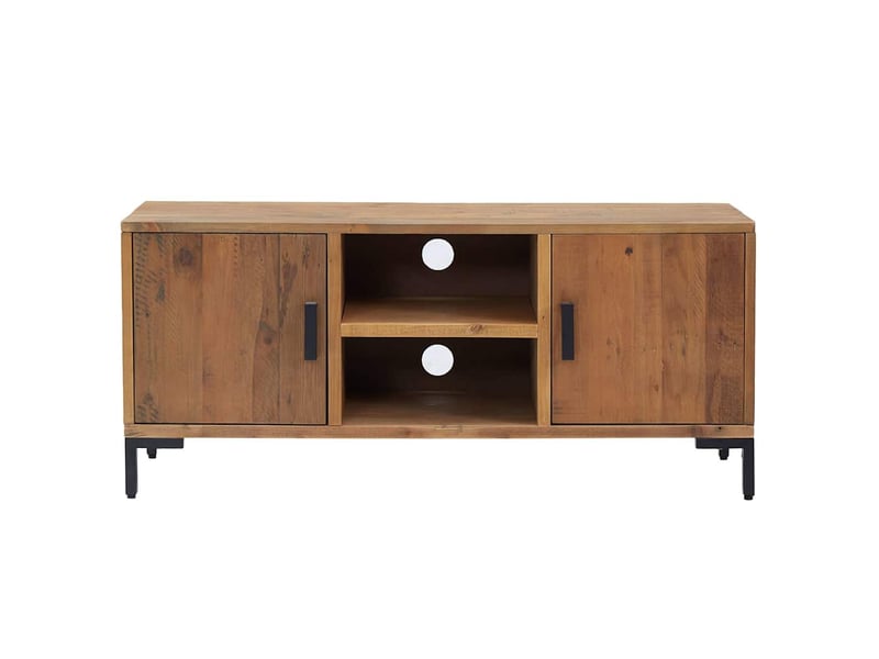  Meuble tv - banc tv - meuble de rangement marron 110x35x48 cm bois de pin massif  - Conforama C
