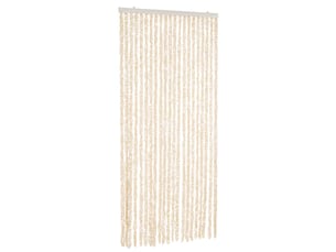 Rideau anti-mouches, moustiquaire beige et blanc 90x220 cm chenille cf43496