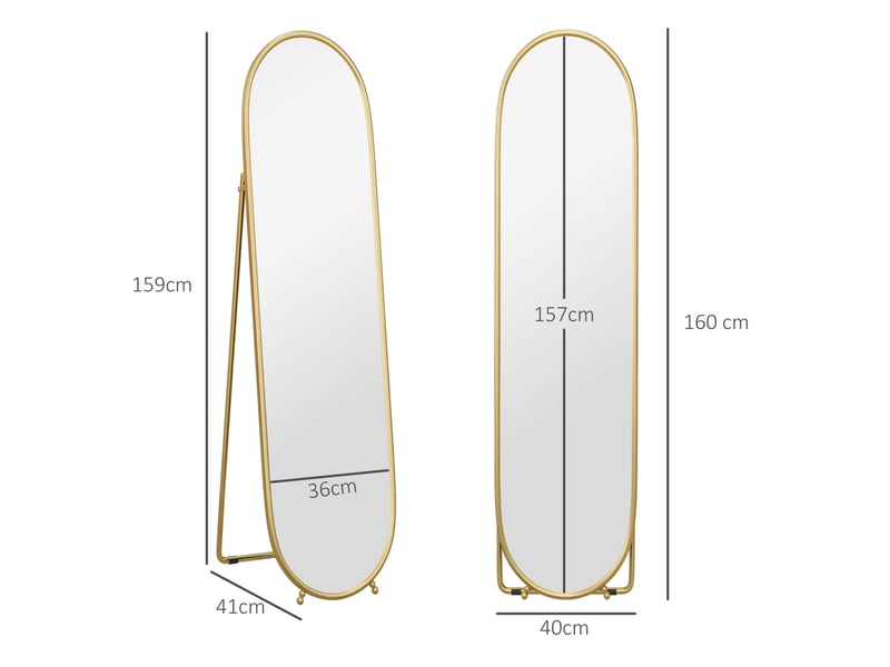  Miroir sur pied 160x40 cm ovale métal doré  - Conforama E