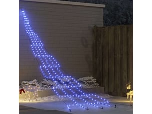 Arbre de noël, sapin de noël led avec piquets au sol bleu 511 cm métal