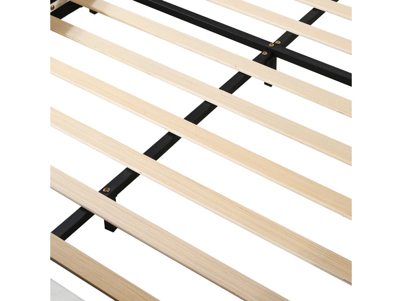  Lit enfant 200×140 cm en forme d’ours, rembourré de velours blanc, avec sommier à 12 lattes  - Conforama E