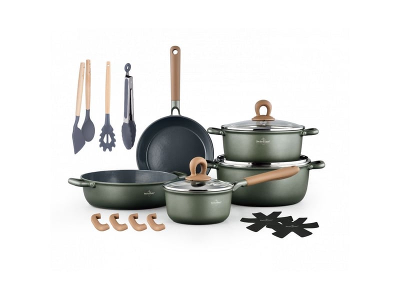 Batterie de cuisine 18 pièces tous feux dont induction vert swiss haus sh-zl3018g - Conforama A