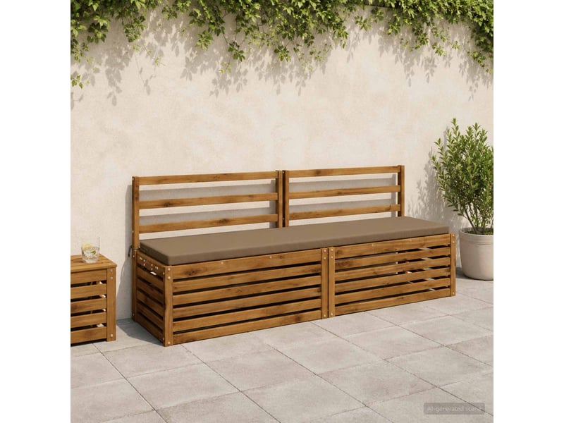  Lot de 2 coussins de banc, coussins d'assise soest 100 % polyester taupe cf57476  - Conforama B