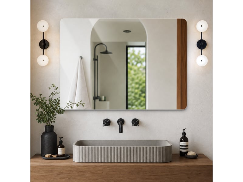  Miroir de salle de bains sans cadre 90x70 cm en verre trempé argenté  - Conforama B