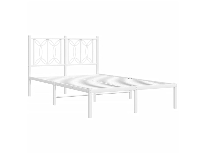  Lit double- lit adulte -  cadre de lit métal sans matelas et tête de lit blanc 120x190 cm  - Conforama B