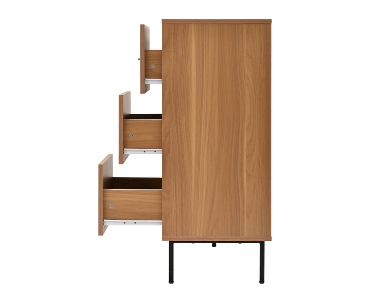 Buffet oslo 140x37x91 cm, 2 portes coulissantes, 3 tiroirs & étagères réglables, style campagne - Conforama D