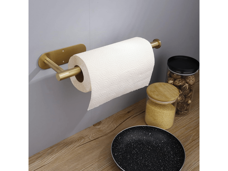  Porte-essuie-tout mural sous armoire pour essuie-tout de cuisine, barre autocollante, support, acier inoxydable sus304 13 pouces,gold  - Conforama D
