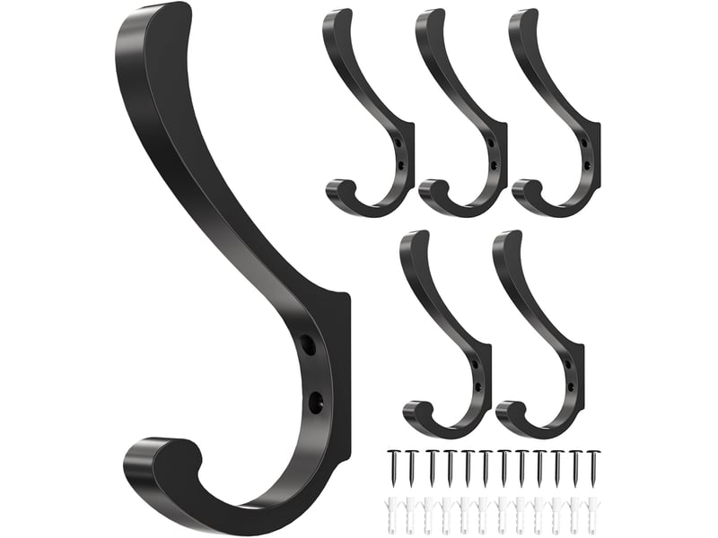  Lot de 6 crochets muraux dorés, robustes en métal pour vêtements, manteaux, clés - design élégant, noir AMFR003288LJL - Conforama A