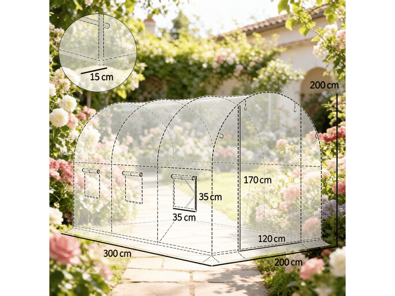  Serre de jardin extérieure avec porte enroulable zippée, grande serre de culture  - Conforama C