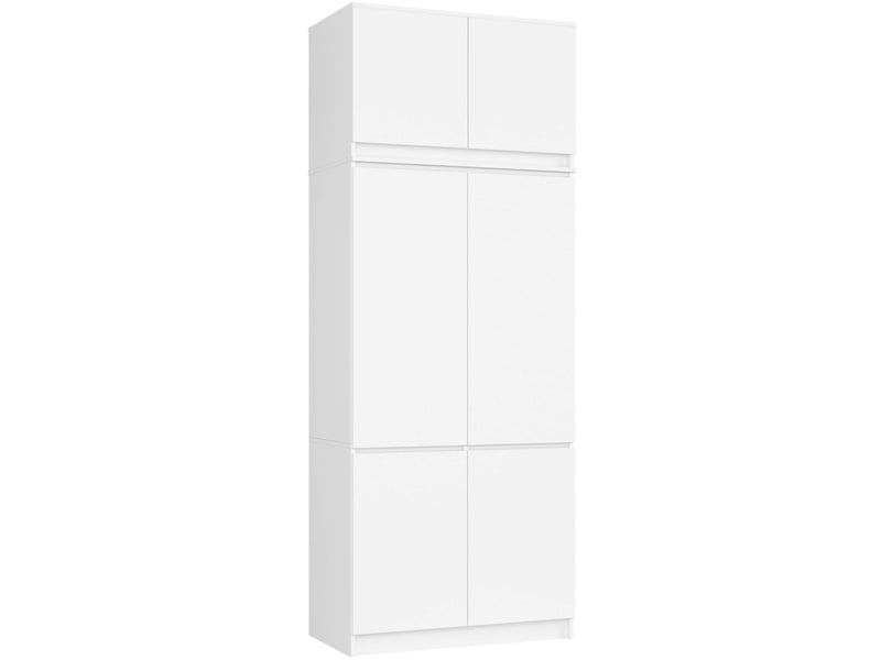  Armoire avec surmeuble s90 blanche 90 cm 6 portes façade blanche 6 étagères 90x51x235 cm  - Conforama A