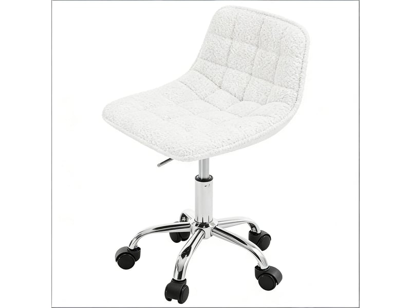  Chaise de bureau pivotante réglable en hauteur tissu chenille et métal blanc T5828P493653 - Conforama A