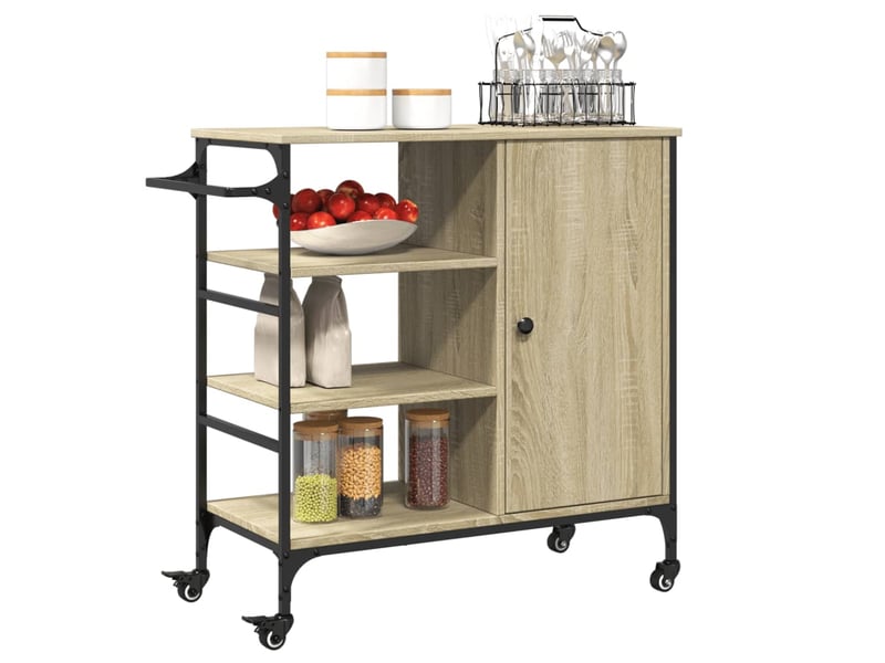  Desserte de cuisine, chariot de rangement chêne sonoma bois d'ingénierie  - Conforama E