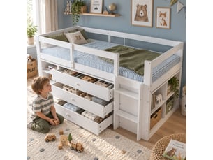 Lit mezzanine 90x200 cm   Seren Glow coloris blanc