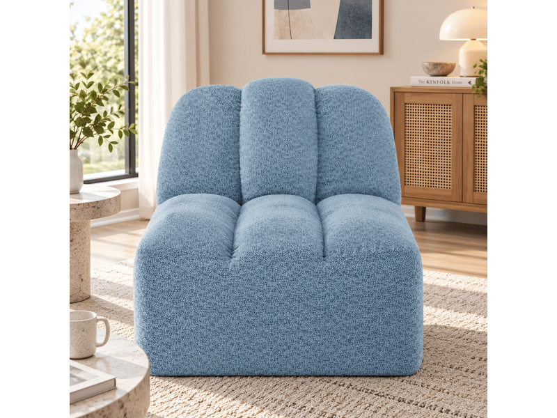  Canapé sans accoudoirs brravo bleu en fleece granuleux, assise moelleuse  - Conforama B