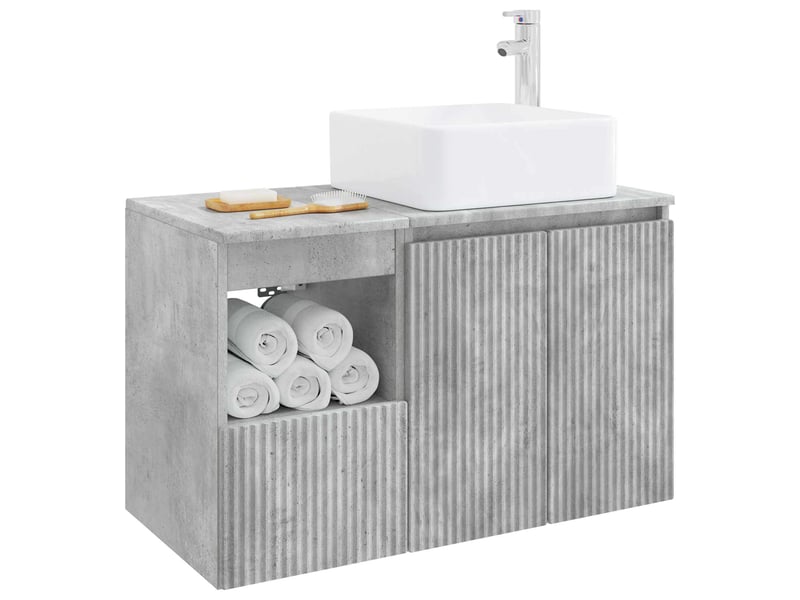 Ensemble de mobilier de salle de bain 2 pc gris béton cf64153 - Conforama C