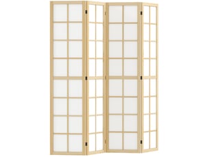 Paravent intérieur 4 panneaux 160 x 170 cm – bois naturel – pliable, séparateur d'espace et intimité