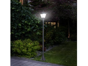 Lanterne solaire de jardin 15x15x120 cm à led style rétro métal noir