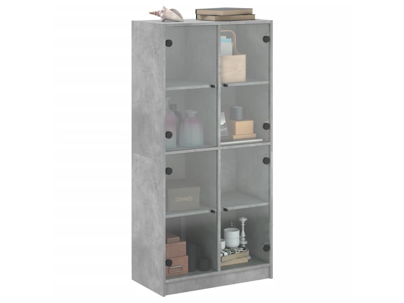 Buffet haut - bahut - meuble de rangement avec portes gris béton 68x37x142 cm bois ingénierie  - Conforama E