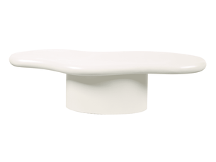Table basse ovale en béton brossé blanc plateau asymétrique zeline