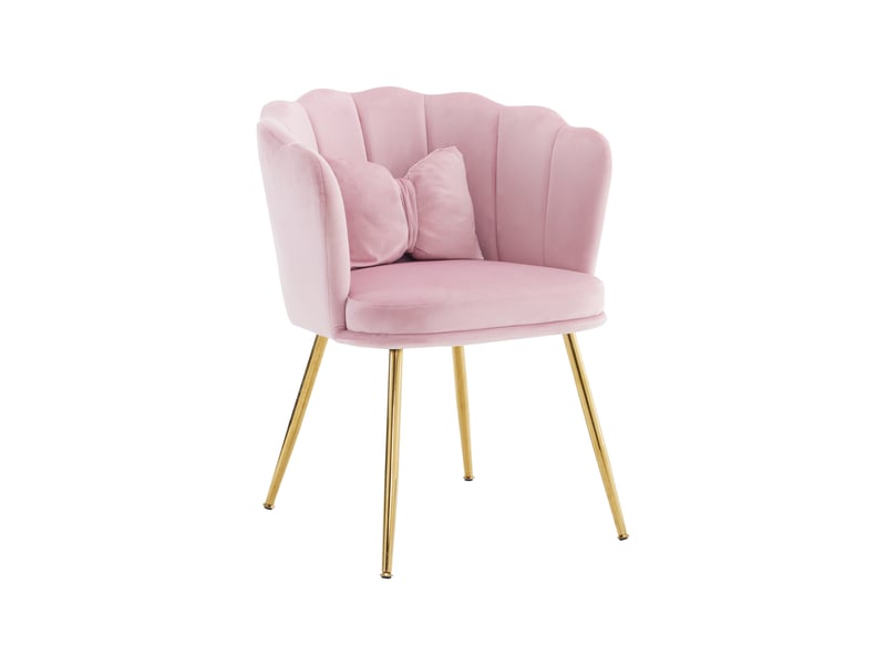  Lot de 6 chaises velours,63x58x77 cm,avec coussins et pieds métal doré,velours,rose  - Conforama D