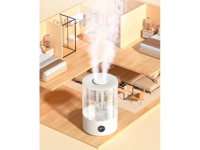  Humidificateur d'air à ultrasons à brume froide  blanc avec télécommande  - Conforama D