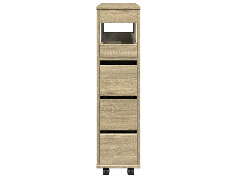 Meuble étroit salle de bain, commode à roulettes chêne sonoma shl3232 - Conforama E