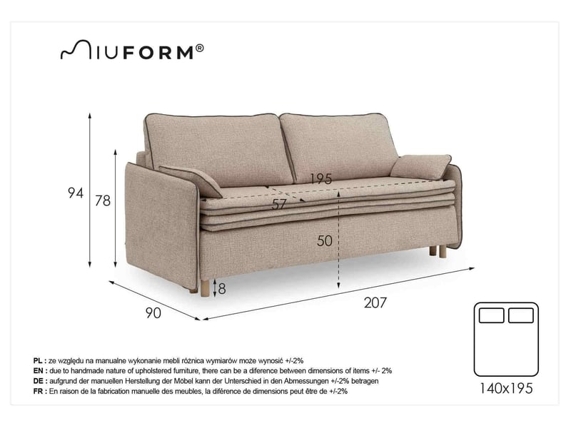  Sam, canapé 3 places convertible, beige Sam - Conforama C