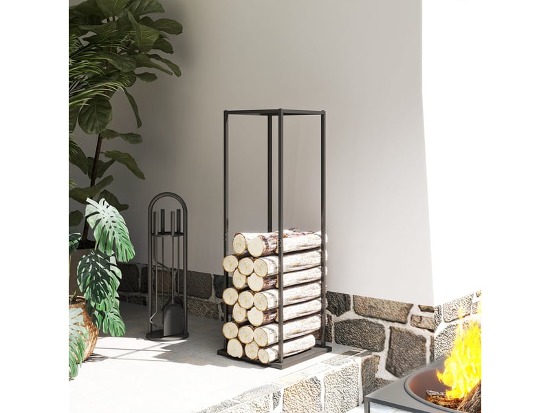  Porte-bûches métallique vertical noir mat, 33 x 33 x 110 cm, charge 100 kg  - Conforama D