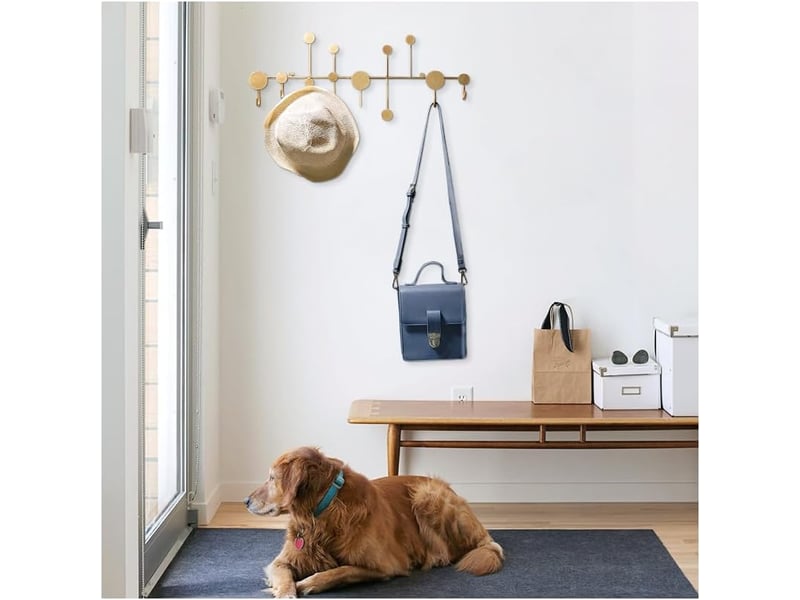 Porte-manteau mural avec 6 crochets, polyvalent, pour suspendre manteaux, sacs à dos, chapeaux, doré, jaune XJD001169ZLS - Conforama C