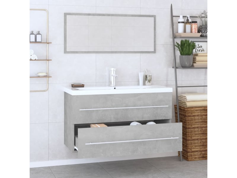  Ensemble de meubles de salle de bain 3 pcs gris béton cf63781  - Conforama C