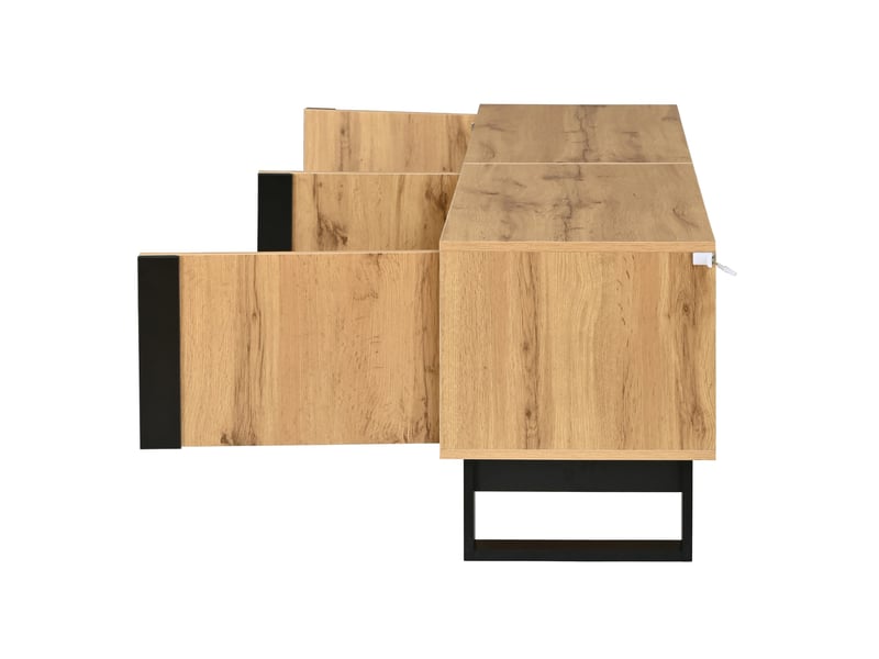  Meuble tv naturel, 2 portes, rangement, gestion des câbles, fermeture douce, structure robuste - 160x40x50cm - salon  - Conforama D