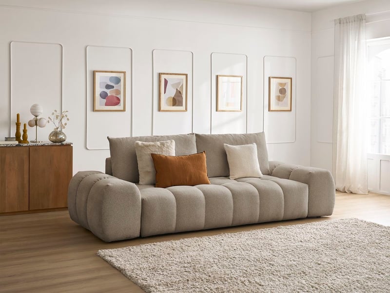  Bobochic canapé droit fixe 3 places everest tissu chiné taupe EVEREST - Conforama B