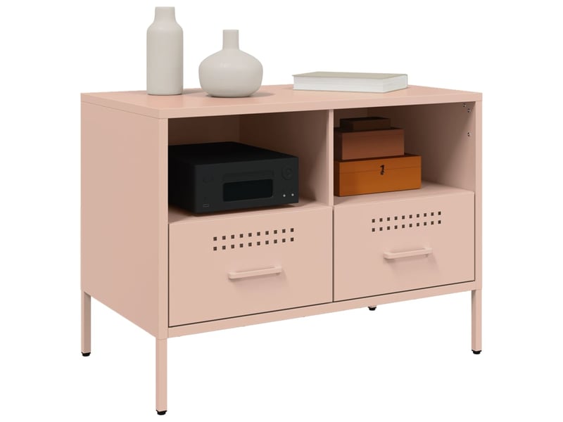  Lot de 2 meuble tv bas salon rose 68x39x50,5 cm acier shl87267  - Conforama D