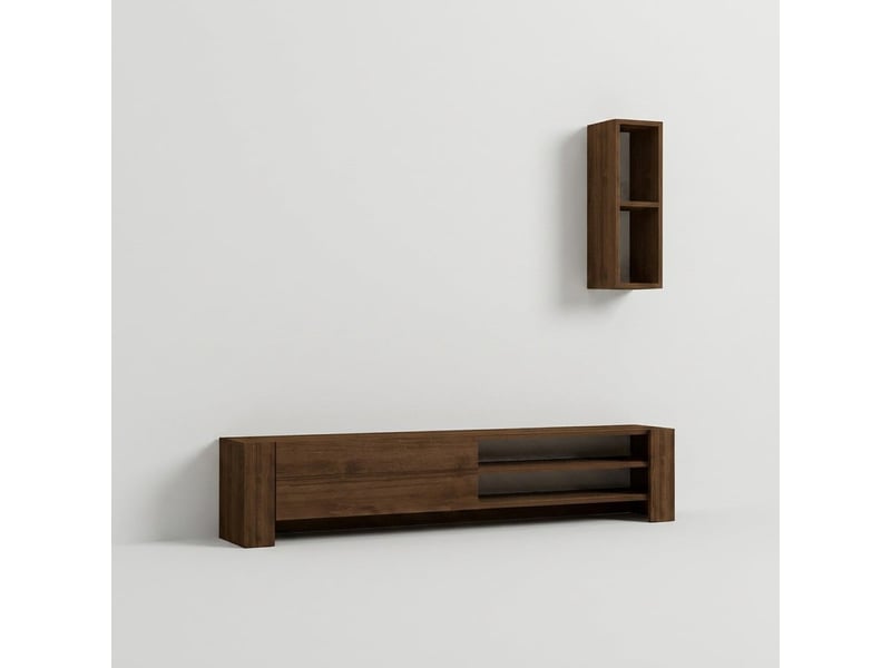  Meuble tv mobile avec étagère murale naz  - Conforama A