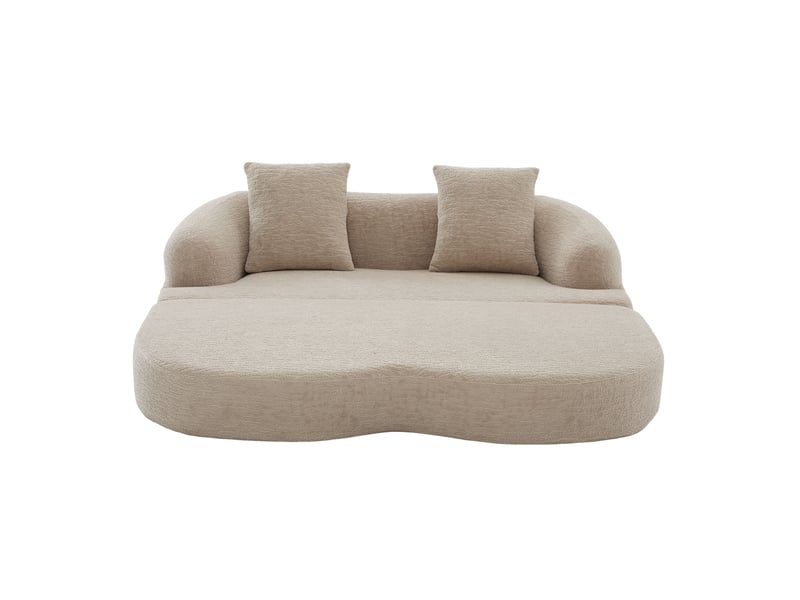 Canapé convertible 2 places – canapé-lit 2 en 1 – tissu chenille – 2 coussins – 157 cm – kaki - Conforama A