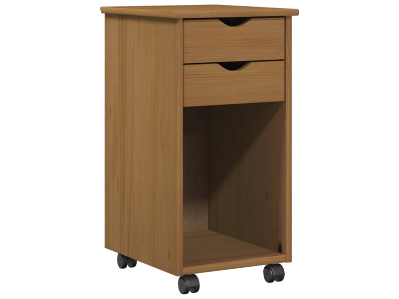  Caisson roulant de bureau, meuble de rangement 34 x 39 x 65,5 cm pin massif brun miel  - Conforama A