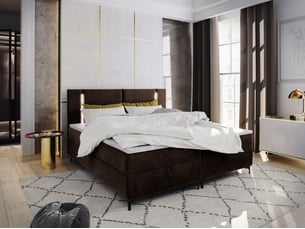 Lit avec rangement 180x200 cm <strong>MASSENO</strong> <strong></strong> coloris marron