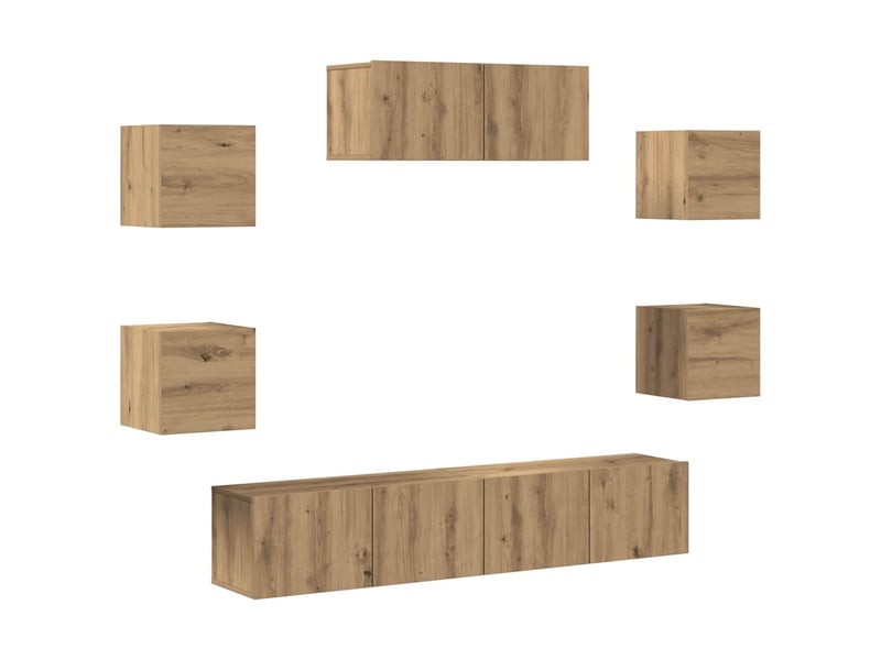  Ensemble de meuble tv - banc tv - meuble de rangement mural 7 pcs chêne artisanal  - Conforama A